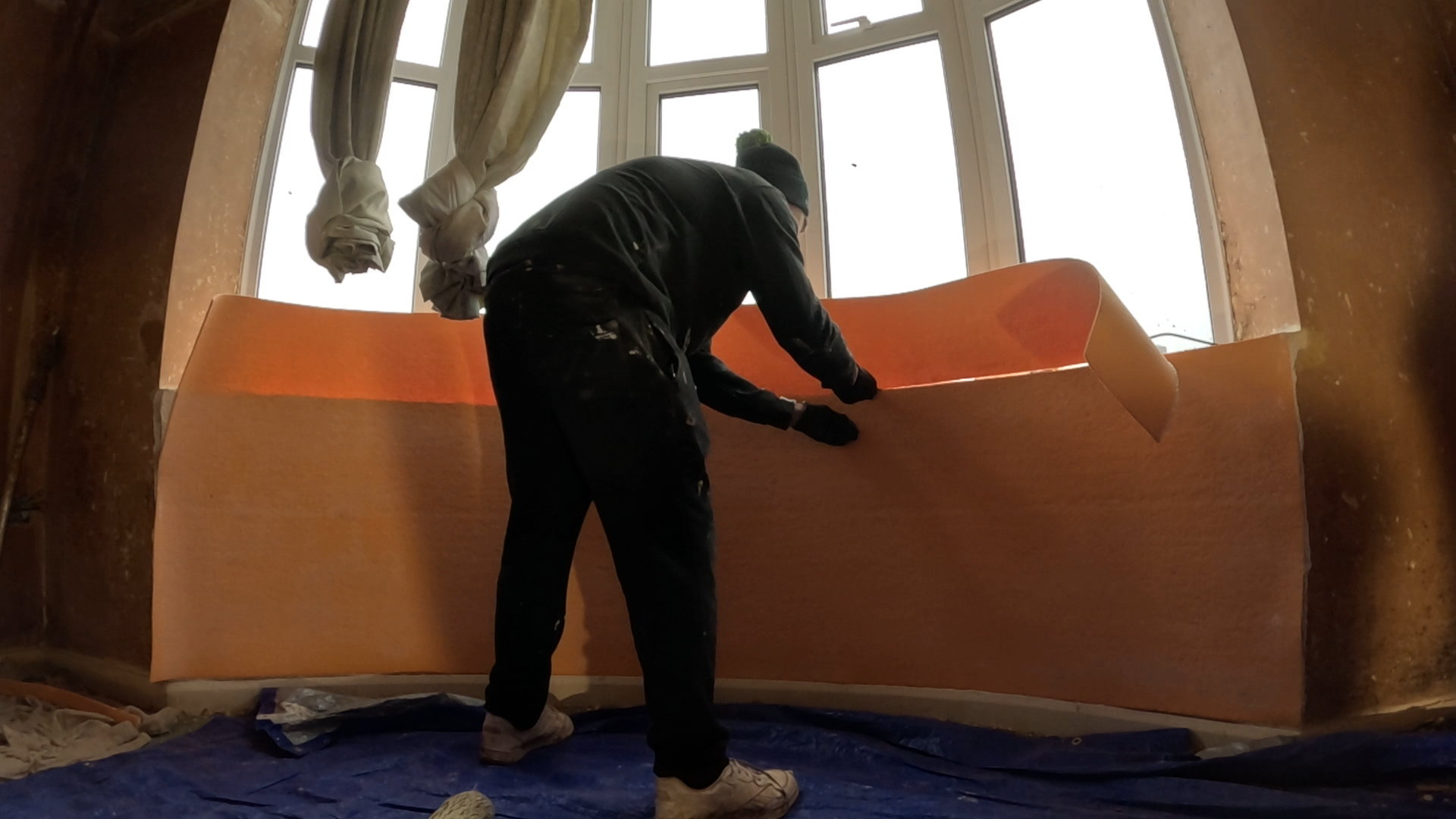 DSB installing ISO-THERM internal wall insulation around a bay window in Bath